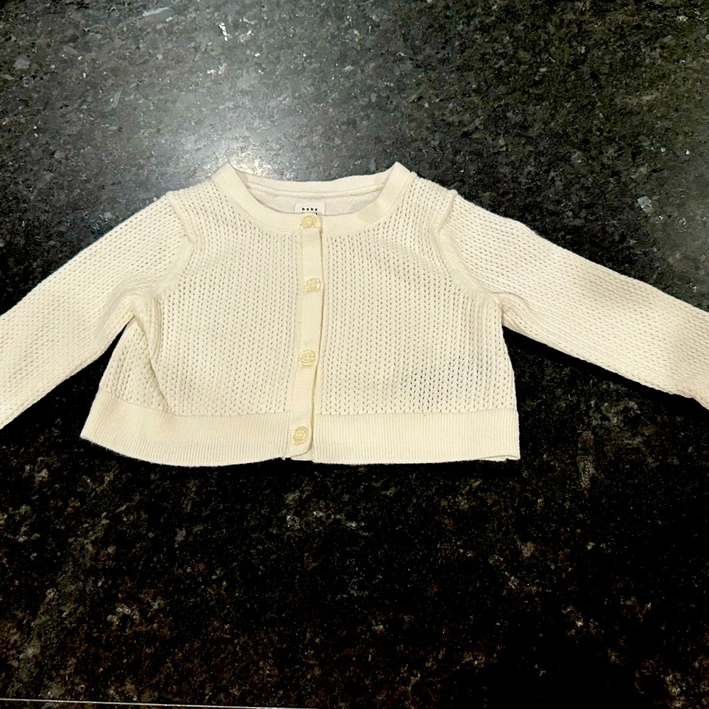 Baby Gap 6-12M White Cardigan- Washed, never worn